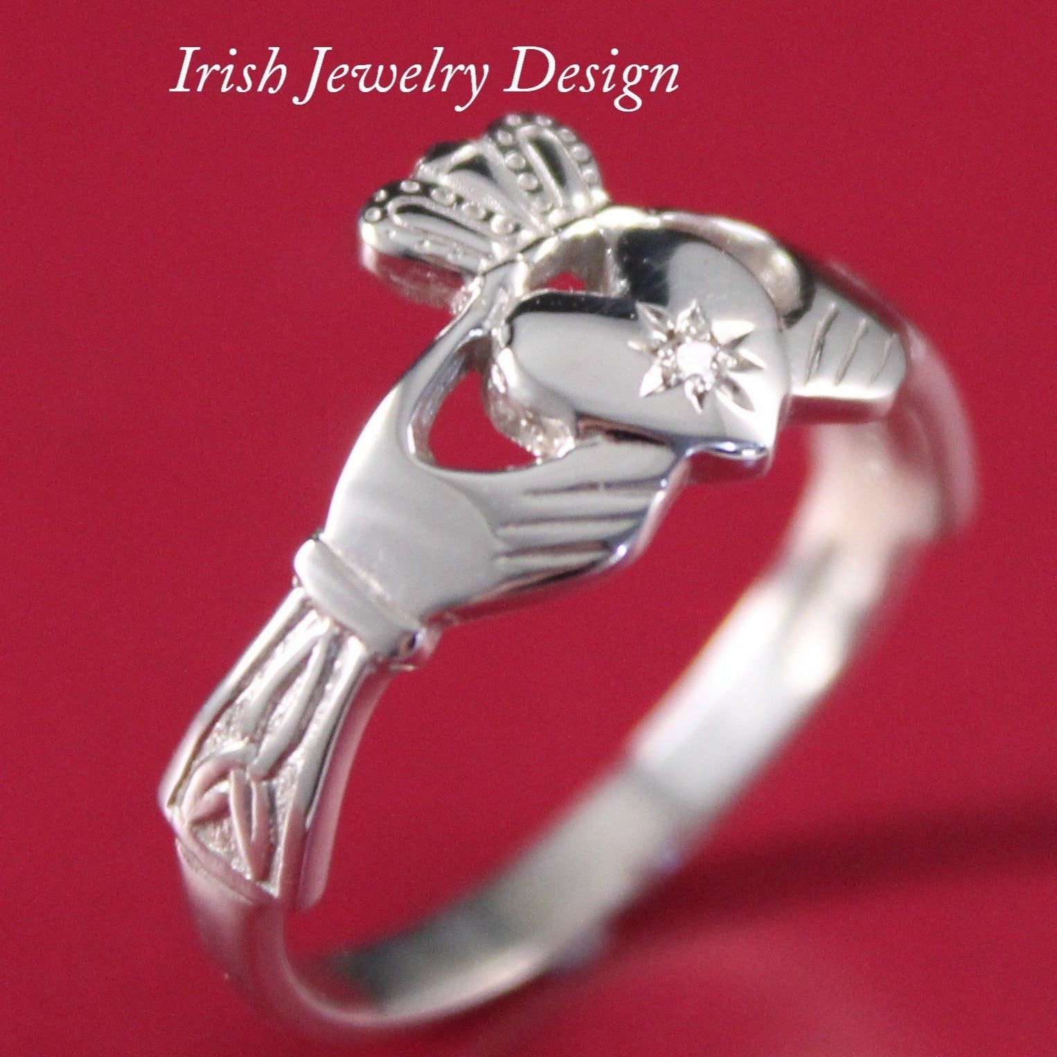 Antique Dainty Claddagh Ring Clear Swarovski Crystal 18k Irish Gold Womans  Jewelry Claddagh Rings R3443 | PVD Vintage Jewelry
