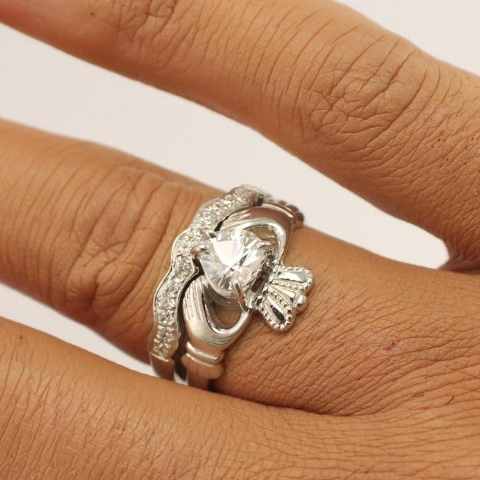 Claddagh ring engagement on sale sets