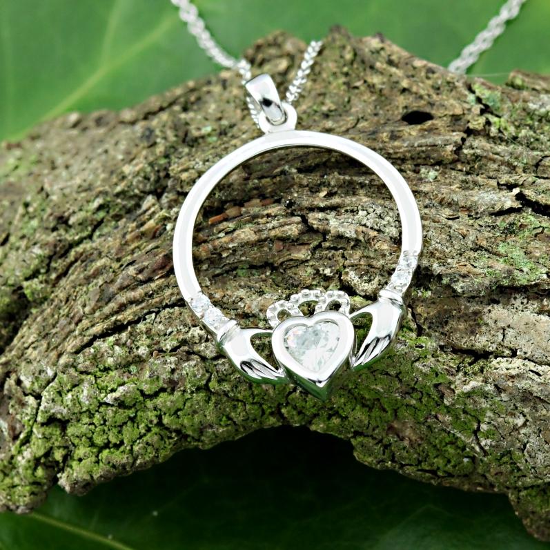 Buy Connemara Marble Stone Set Sterling Silver Claddagh Pendant. Online in  India - Etsy